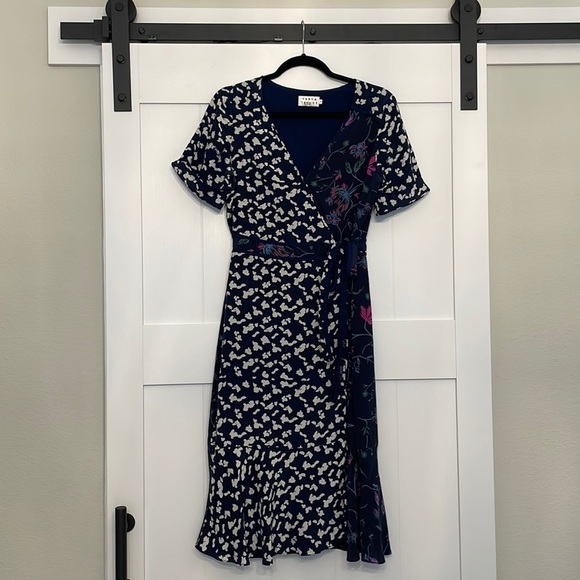 Tanya Taylor Luisa Wrap Dress Blue Size 8 - Picture 2 of 10